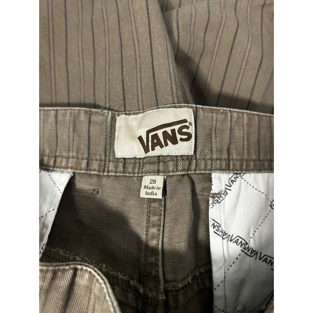 Vans Off The Wall Vintage Shorts Skull Buttons Mens 28 Brown Vertical Stripes - Picture 2 of 12